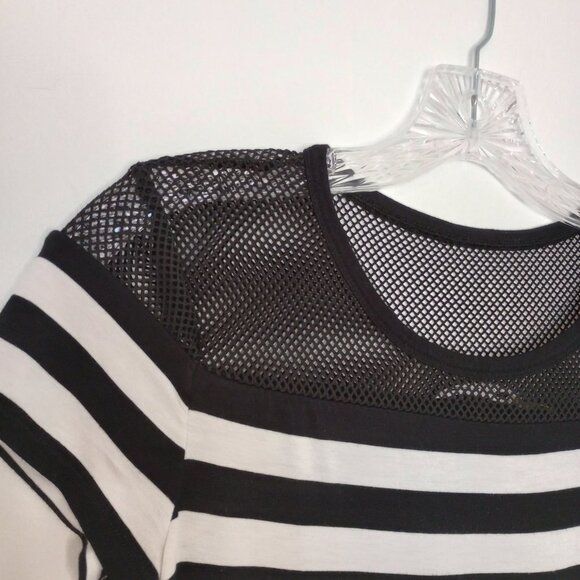 Calvin Klein Black & White Striped Drawstring Waist Dress - Picture 2 of 6